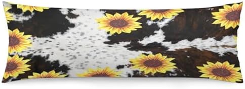 Brown Cow Sunflower Print Body Pillow Cover Pillowcase by Unknown