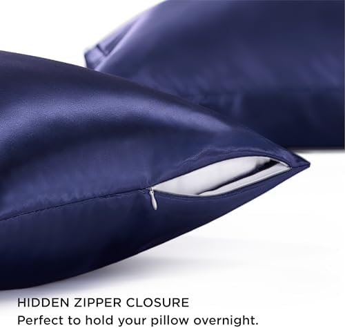 Bedsure Satin Pillowcase with Zipper, Pillow Cases Queen Size Set of 2 - Image 6