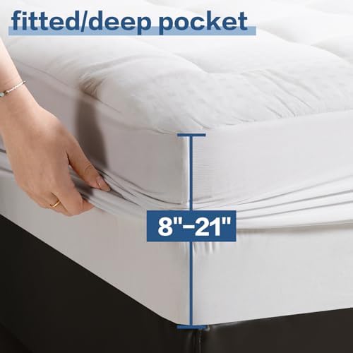 LEISURE TOWN Cotton Queen Mattress Pad Fitted Quilted Mattress Cover - Image 4