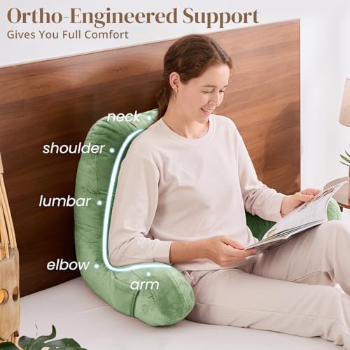 Sasttie Reading Pillow for Bed, Back Pillow for Sitting Up, Sage Green - Image 4