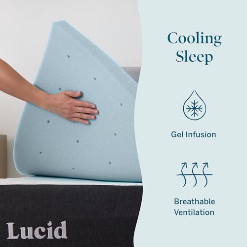 Lucid 2 Inch Memory Foam Mattress Topper, California King Size – Cooling Gel - Image 2
