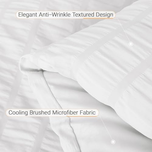 MUXHOMO 7 Pieces King Comforter Set, Seersucker Bed in a Bag King Size - Image 5