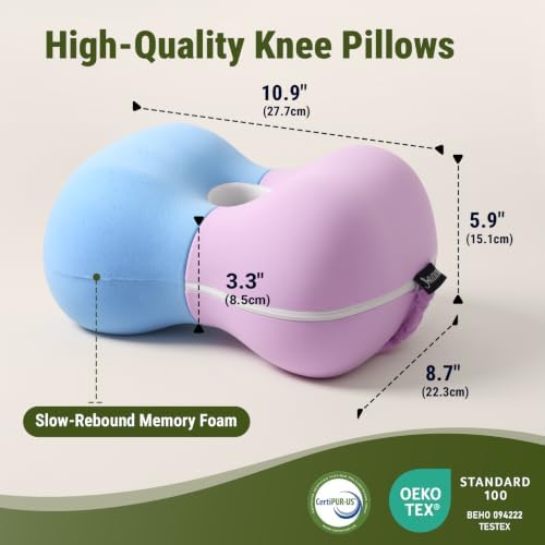 Knee Pillow for Side Sleepers, Between Leg Pillow for Side Sleeping, Cooling - Image 4