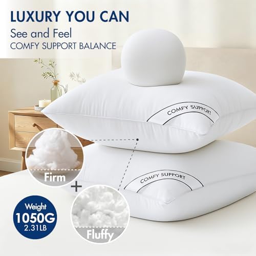 MIULEE 26x26 Pillows Inserts Pack of 2, Down Alternative Virgin Filling - Image 2