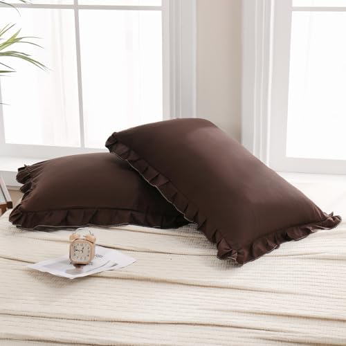 Merryword Dark Brown Pillow Shams Standard Pillowcases 20x26inch Chocolate Cute - Image 4