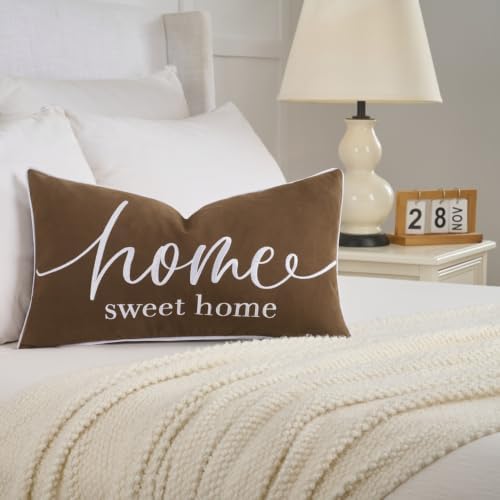 Sunkifover Home Sweet Home Quotes Throw Pillow Covers 12" x 20" Brown - Image 6