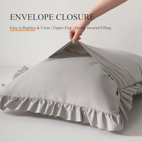 Ruffled Body Pillow Shams, 1 Pack, 20x54 Inches, Light Grey - Image 5