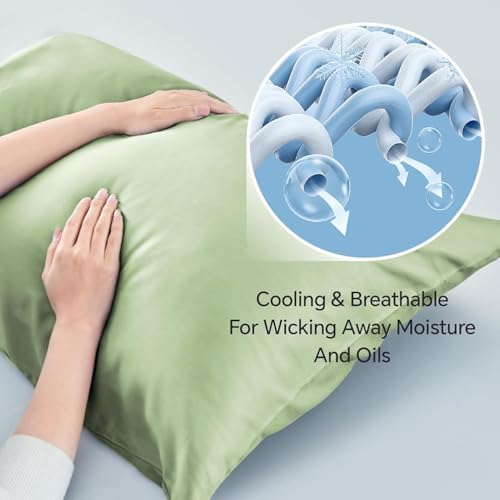 BEDELITE King Pillow Cases Set of 2, Rayon Derived from Bamboo, Sage Green - Image 3