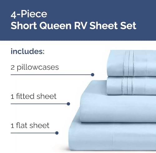 Short Queen Size 4 Piece Bed Sheet Set - Image 2