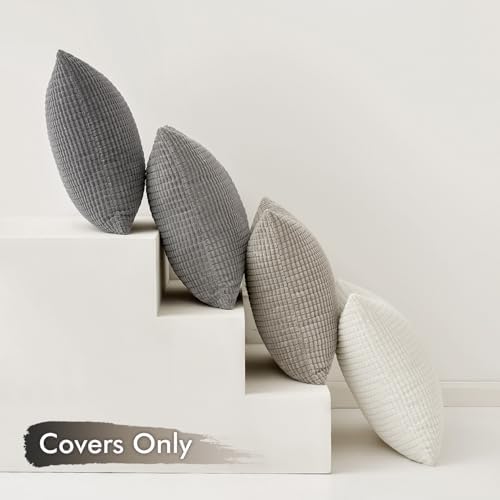 MIULEE Neutral Decorative Pillow Covers 18x18 Inch Set of 4 Modern Grey - Image 5