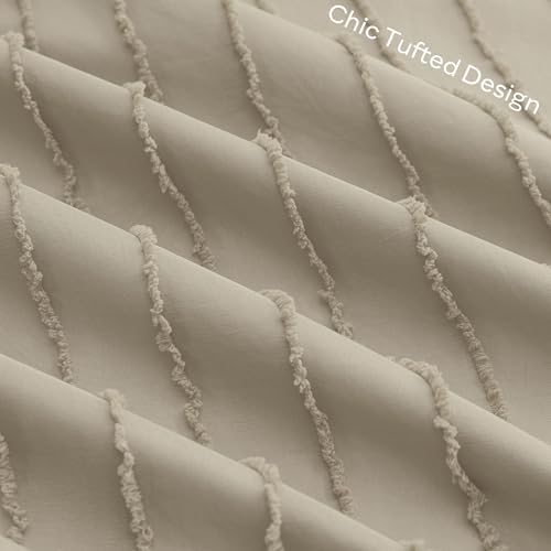 JELLYMONI Khaki Striped Tufted Pillowcases Standard Size - Image 6