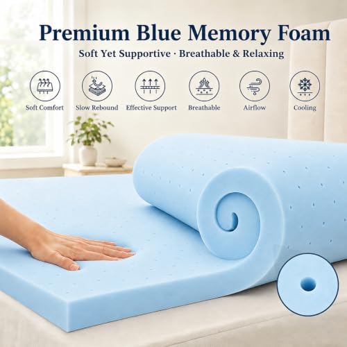IULULU Mattress Topper Full, 2 Inch Gel Memory Foam Bed Topper - Image 2