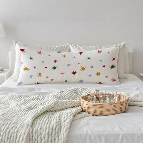 Boho Colorful Stars 20x54 Body Pillow Cover, Mid Century Modern Decorative Long - Image 3