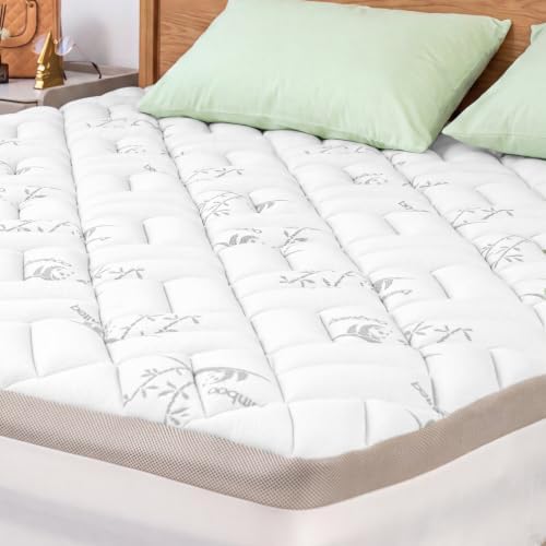 NEWDECO Queen Mattress Topper Cooling Bamboo Pillow Top Mattress Pad by NEWDECO