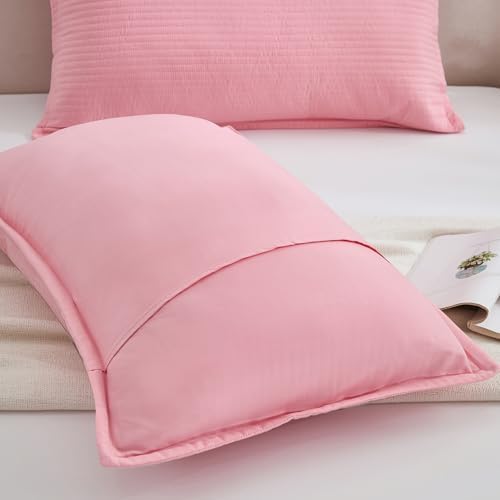 Stripe Quilted Pillowcases Set of 2, King Size Envelope Pillow Covers Soft - Image 5