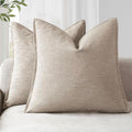 Foindtower Linen Solid Decorative Throw Pillow Covers 22x22 Natural Linen by Foindtower