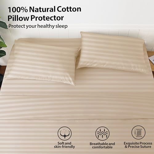 100% Cotton Zippered Pillow Protectors Queen Size - Image 5