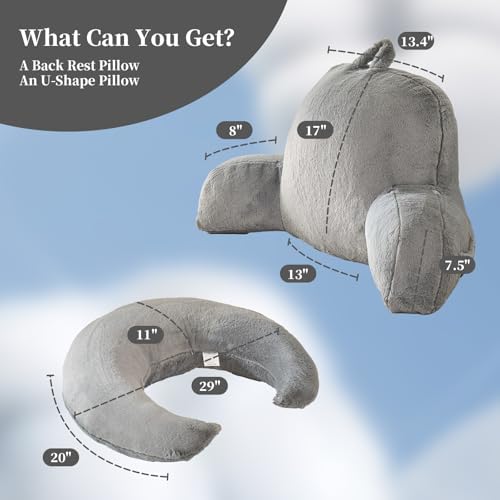 19" Reading Pillow for Bed, U Shaped Arm & Elbow Support - Image 3