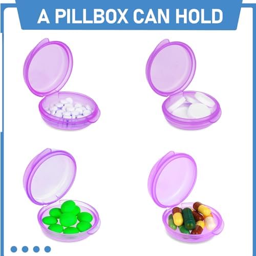 4 Pcs Mini Pill Organizer Small Pill Box Cute Portable Pill Case, 4 Purple - Image 4