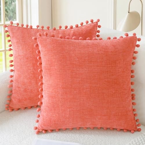 CaliTime Decorative Couch Throw Pillow Covers 22 X 22 Inches Living Coral by CaliTime