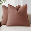 Foindtower Linen Solid Decorative Throw Pillow Covers 16x16 Inch Rust Red by Foindtower