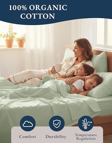 LANE LINEN Twin XL Sheets 100% Organic Cotton 3pc Percale Cooling - Image 6