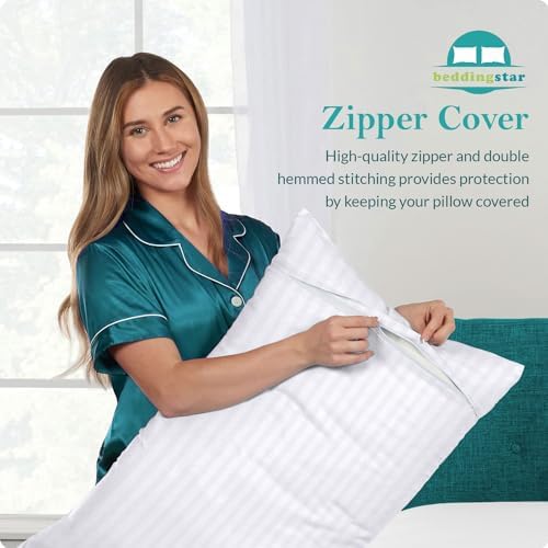 Body Pillow Cover 20x54 White Stripe 100% Egyptian Cotton 600 Thread Count - Image 5