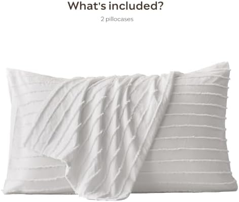 JELLYMONI White Horizontal Striped Tufted Pillowcases King Size - Image 7