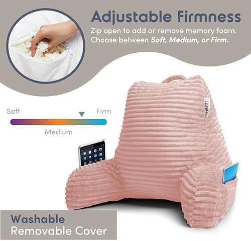 Nestl Reading Pillow with Shredded Memory Foam, Luxe Cut Plush Back Pillow - Image 3