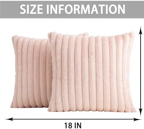 Pack of 2 Faux Fur Christmas Throw Pillow Covers 18x18 Inch, Light Pink - Image 4