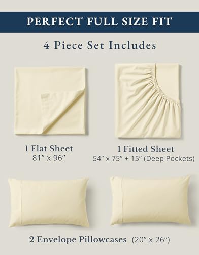 LANE LINEN Full Size Bed Sheet Set 100% Organic Cotton Soft 4pc - Image 4