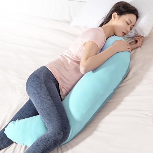 BYRIVER 39" Mint Green Blue C J Shaped Body Pillow - Image 2