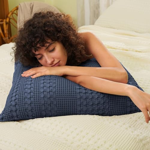PHF Cotton Waffle Weave Euro Sham Covers 26" x 26", No Insert - Image 2
