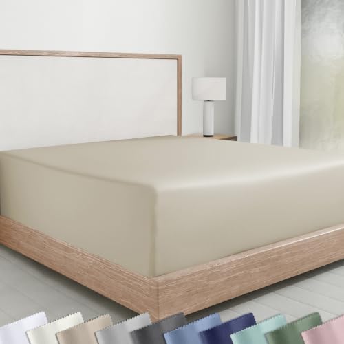 Soft Natural 100% Cotton Sateen Queen Fitted Sheets by CaliforniaDesignDen