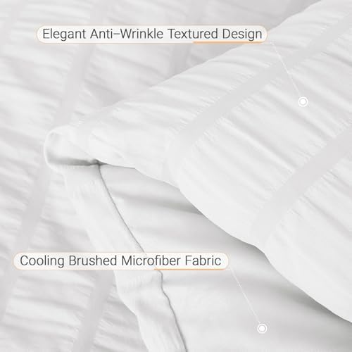 MUXHOMO 7 Pieces California King Comforter Set, Seersucker Bed in a Bag Cal - Image 5