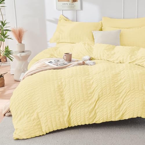 HYMOKEGE Yellow King Size Comforter Set Seersucker 7 Pieces, All Season Luxury - Image 2