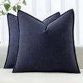 MIULEE Decorative Linen Pillow Covers 18x18 Inch Navy by MIULEE