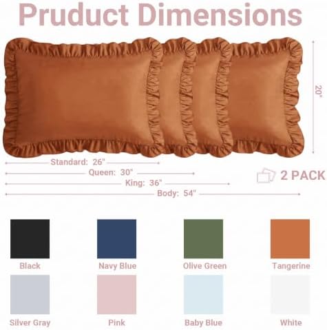 Set of 2 Brushed Microfiber Ruffle Pillow Cases Body Size Tangerine - Image 6