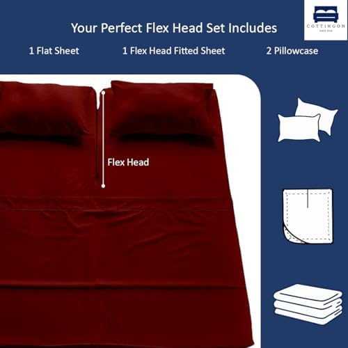 4 Piece Flex Head King Sheet Set 34" Top, 100% Egyptian Cotton - Image 3