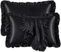 2 Pack Ruffle Satin Pillowcases King Size 20x36 inch Black by QJFabricCO