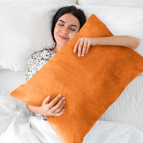 BEDELITE Flannel King Size Pillow Cases Set of 2, Burnt Orange, 20x36 in - Image 5
