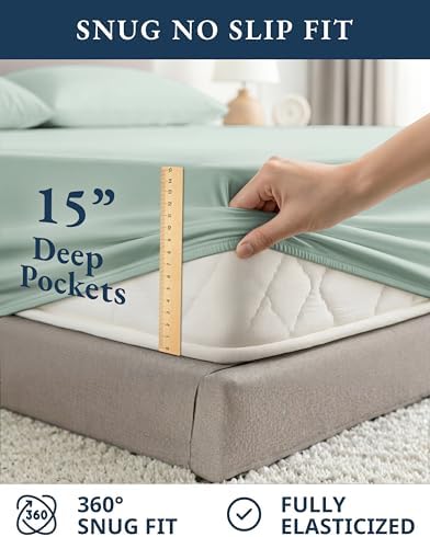 LANE LINEN Full Sheet Set 100% Organic Cotton Percale Cooling - Image 7