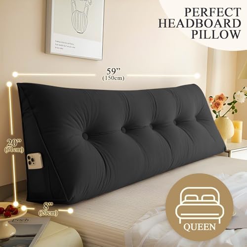 DANGHOOGY Headboard Pillow Queen, Large Triangular Wedge Headboard Pillow - Image 3