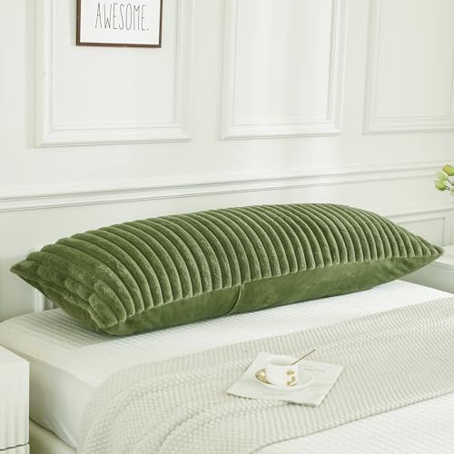 JAUXIO Faux Fur Fluffy Body Pillow Cover Luxury Textured Vertical Stripe Plush - Image 4