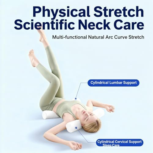 3.1" Small Neck Roll Memory Foam Pillow Cylinder, Detachable Cover - Image 5