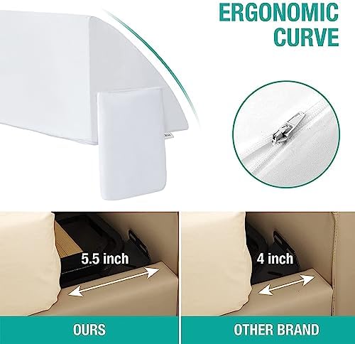 Vekkia Twin Bed Wedge Pillow for Headboard, Bed Gap Filler White - Image 3