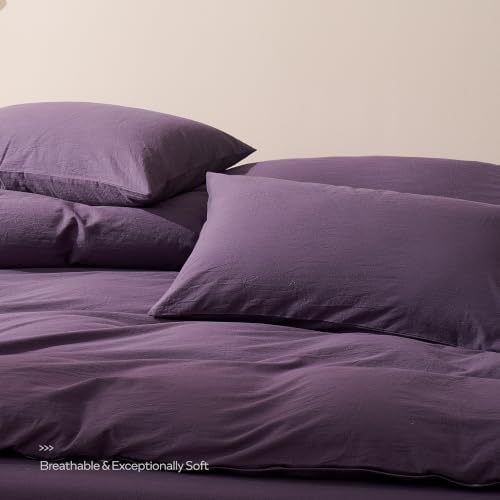 JELLYMONI 100% Washed Cotton Pillowcases, Envelope Closure 2-Pack - Image 3