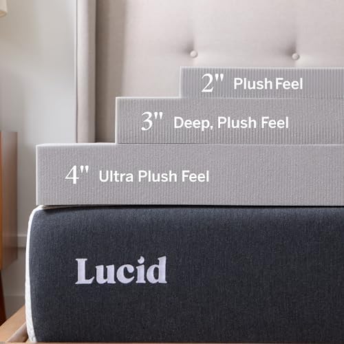 Lucid® 4" Bamboo Charcoal Memory Foam Topper – Extra Thick – Cal King - Image 3