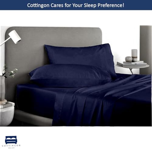 Cottingon 5 PC Split King Sheets Fits 16" Deep, Egyptian Cotton - Image 3