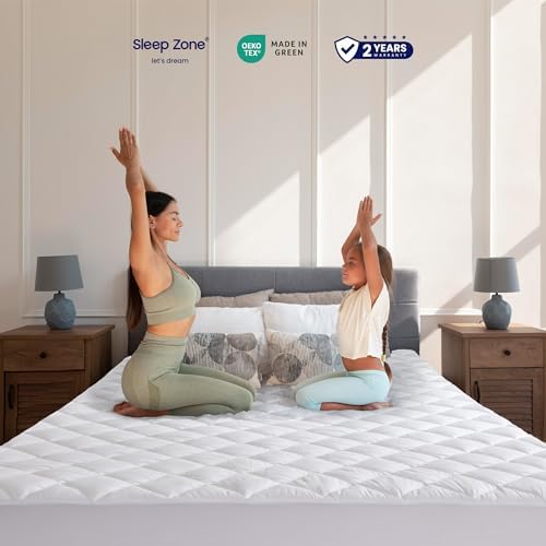 SLEEP ZONE Twin XL Mattress Pad, Quilted Fitted Mattress Topper Cover - Image 4